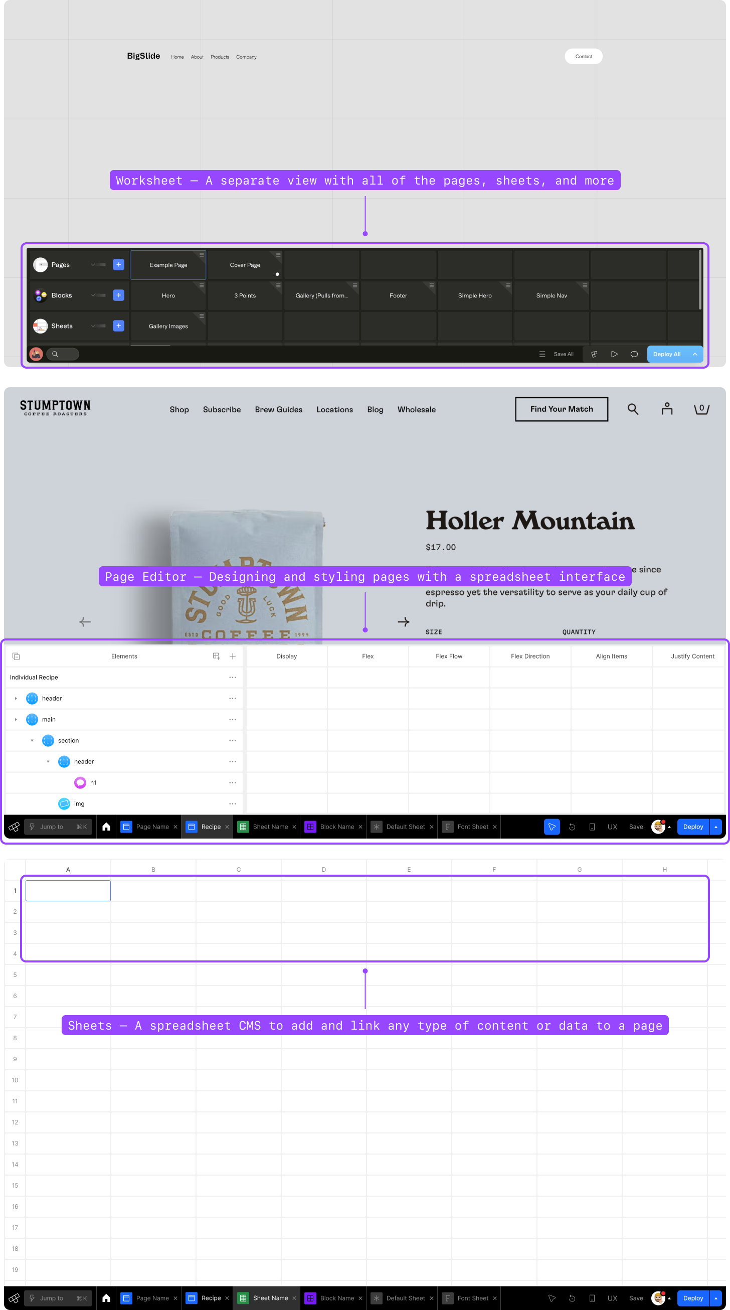 The exising Worksheet, Page, and Sheet views